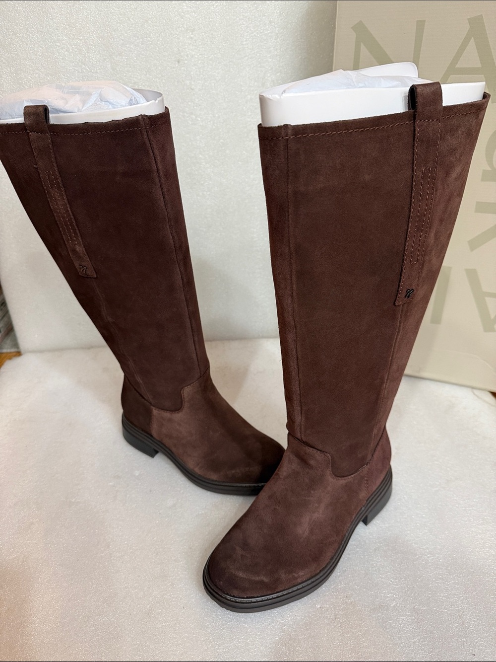 Naturalizer Womens Ontime Knee High Boot Chocolate Brown Suede 7.5 W New